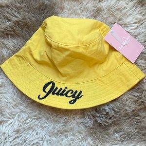 NWT Juicy Couture Hat, Yellow Bucket Hat w/Logo & Smiley Face